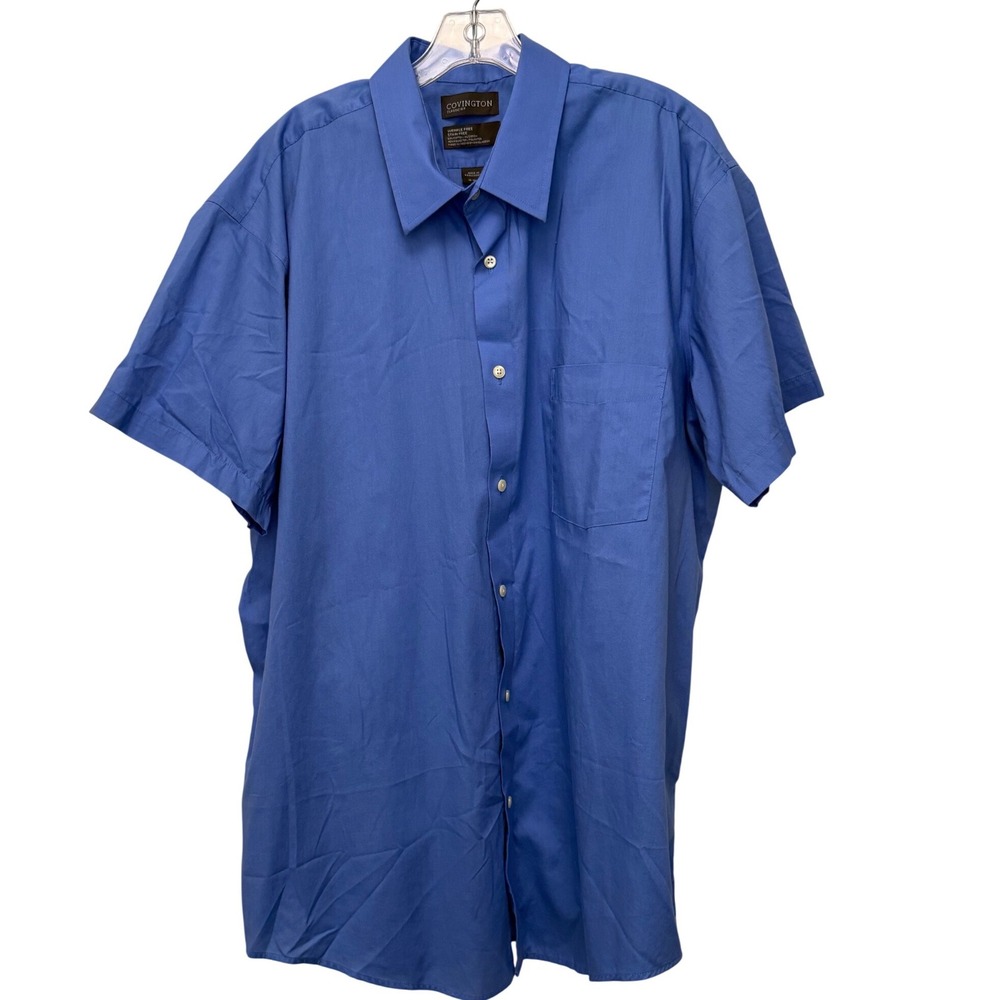 Covington Mens Blue Short Sleeve‎ Button Down Shirt Classic Fit 18-18.5